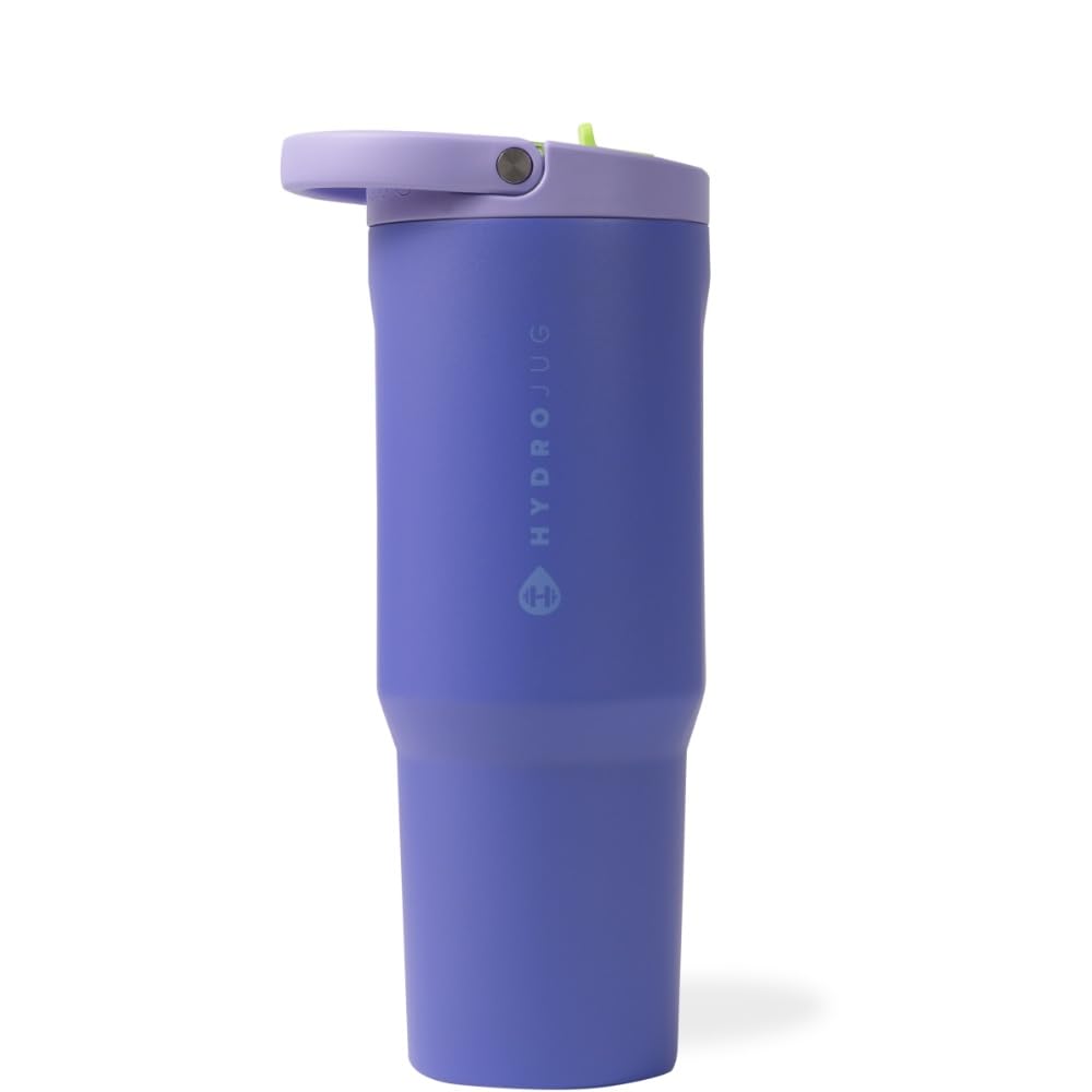 HydroJug Sport - Stainless Steel Tumbler with Straw, Vacuum Insulated, 32oz Leakproof Water Bottle, Ergonomic Design, Reusable, Dishwasher Safe, Rubber Base, Durable for Gym or Outdoors, Pink Sugar