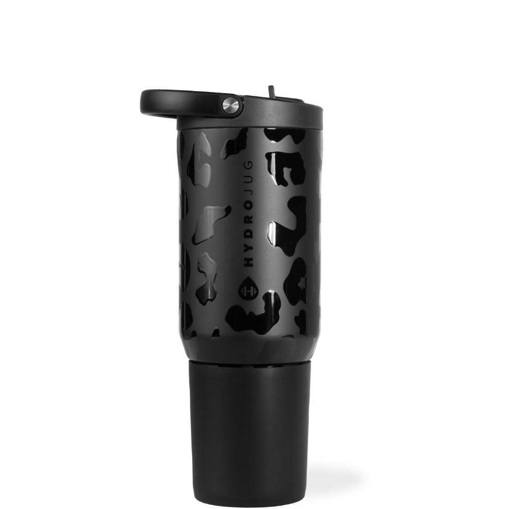 HydroJug Sport - Stainless Steel Tumbler with Straw, Vacuum Insulated, 32oz Leakproof Water Bottle, Ergonomic Design, Reusable, Dishwasher Safe, Rubber Base, Durable for Gym or Outdoors, Pink Sugar