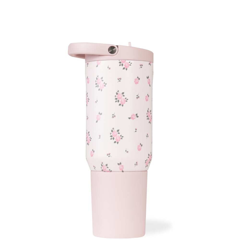 HydroJug Sport - Stainless Steel Tumbler with Straw, Vacuum Insulated, 32oz Leakproof Water Bottle, Ergonomic Design, Reusable, Dishwasher Safe, Rubber Base, Durable for Gym or Outdoors, Pink Sugar