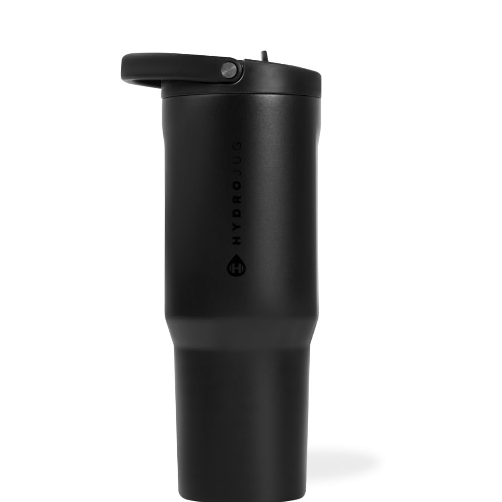 HydroJug Sport - Stainless Steel Tumbler with Straw, Vacuum Insulated, 32oz Leakproof Water Bottle, Ergonomic Design, Reusable, Dishwasher Safe, Rubber Base, Durable for Gym or Outdoors, Pink Sugar