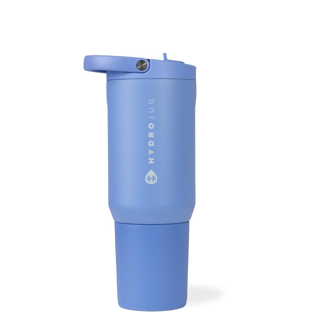 HydroJug Sport - Stainless Steel Tumbler with Straw, Vacuum Insulated, 32oz Leakproof Water Bottle, Ergonomic Design, Reusable, Dishwasher Safe, Rubber Base, Durable for Gym or Outdoors, Pink Sugar