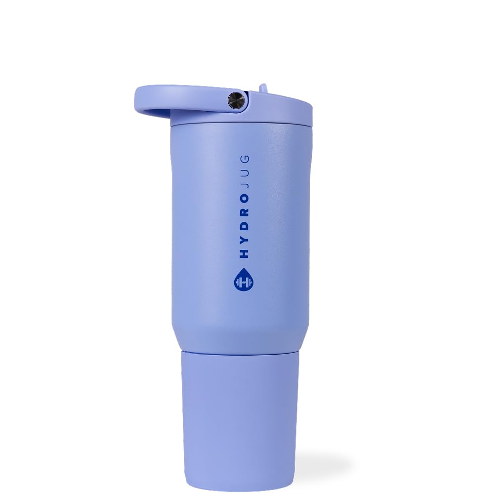 HydroJug Sport - Stainless Steel Tumbler with Straw, Vacuum Insulated, 32oz Leakproof Water Bottle, Ergonomic Design, Reusable, Dishwasher Safe, Rubber Base, Durable for Gym or Outdoors, Pink Sugar