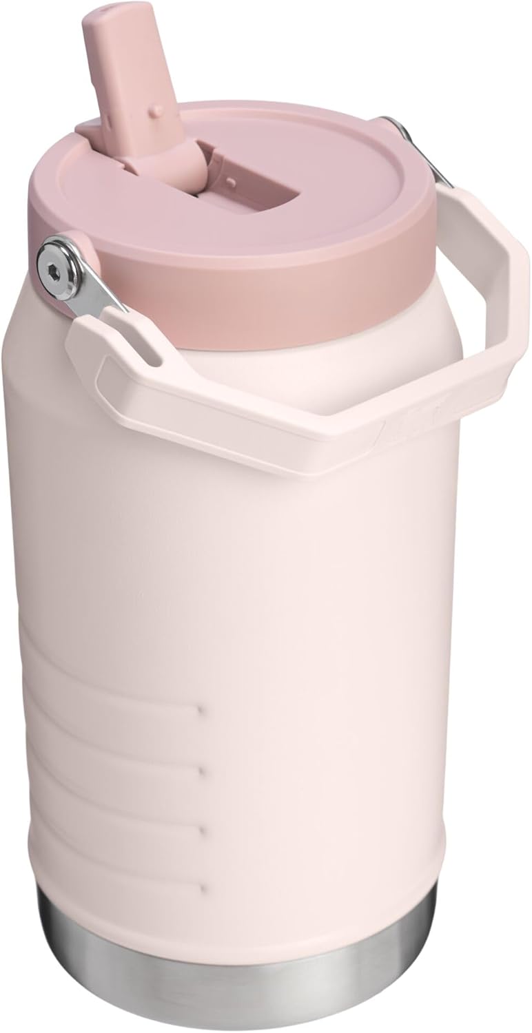 Stanley IceFlow 2.0 Flip Straw Jug with Handle 64 oz | Twist On Lid and Flip Up Straw | Leakproof for Travel and Sports | Insulated Stainless Steel |BPA-Free | Rose Quartz