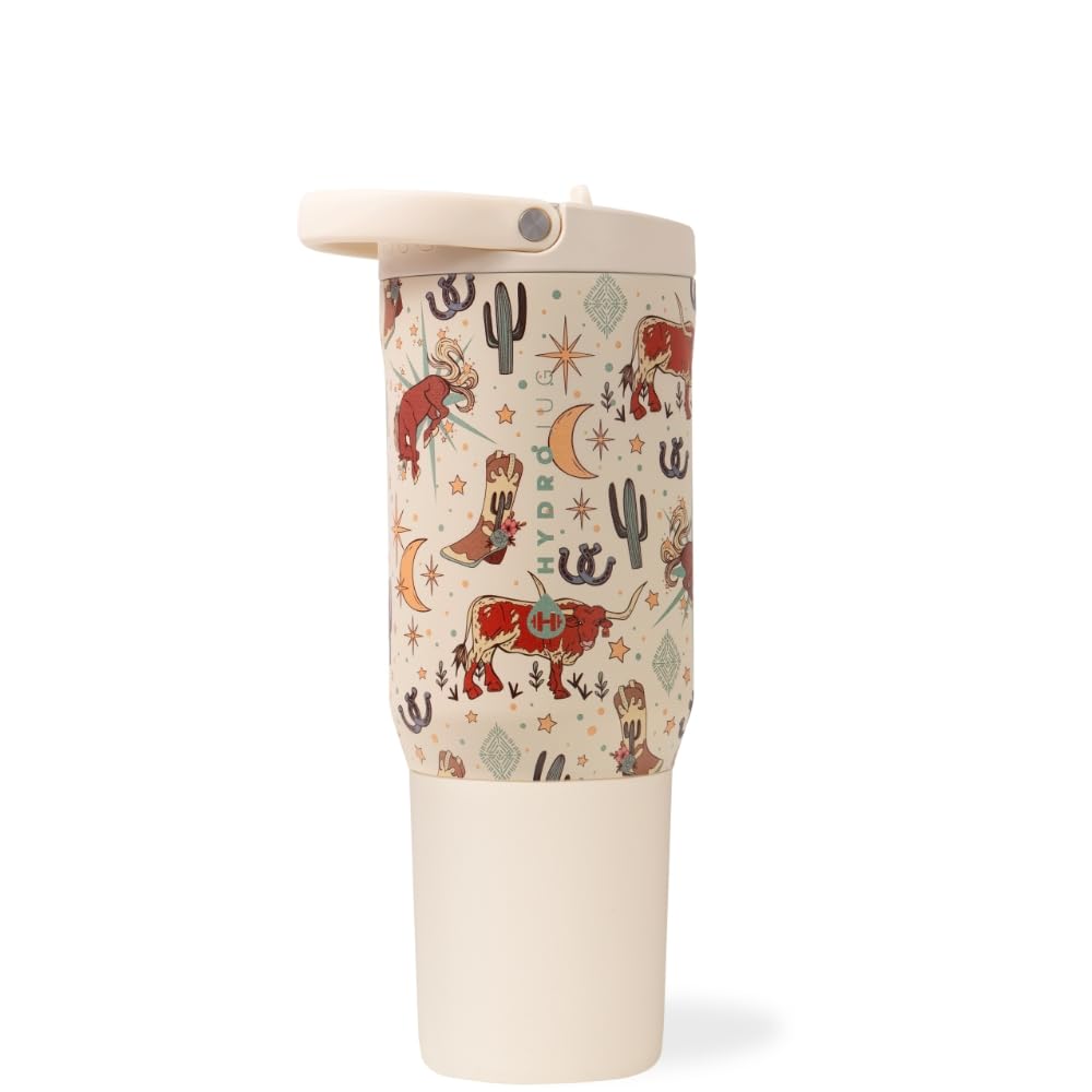 HydroJug Sport - Stainless Steel Tumbler with Straw, Vacuum Insulated, 32oz Leakproof Water Bottle, Ergonomic Design, Reusable, Dishwasher Safe, Rubber Base, Durable for Gym or Outdoors, Pink Sugar