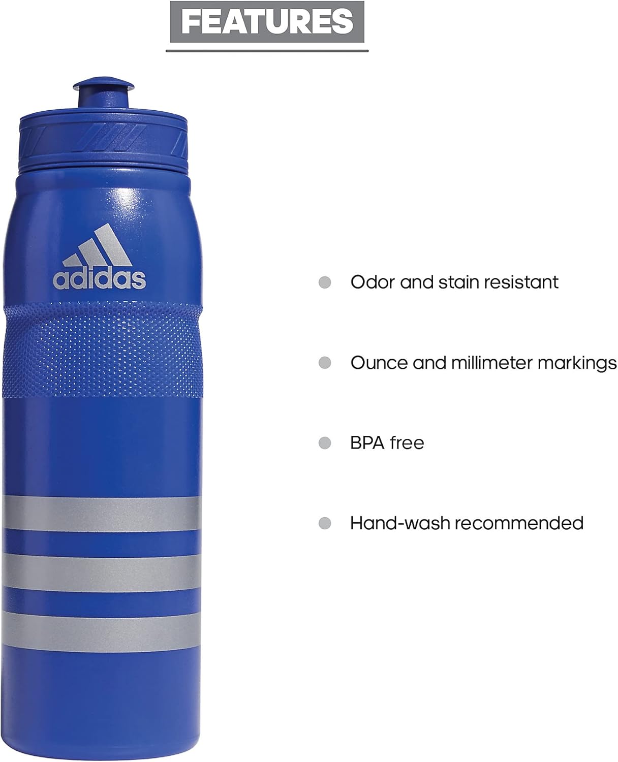 adidas 750 ML (28 oz) Stadium Refillable Plastic Sport Water Bottle