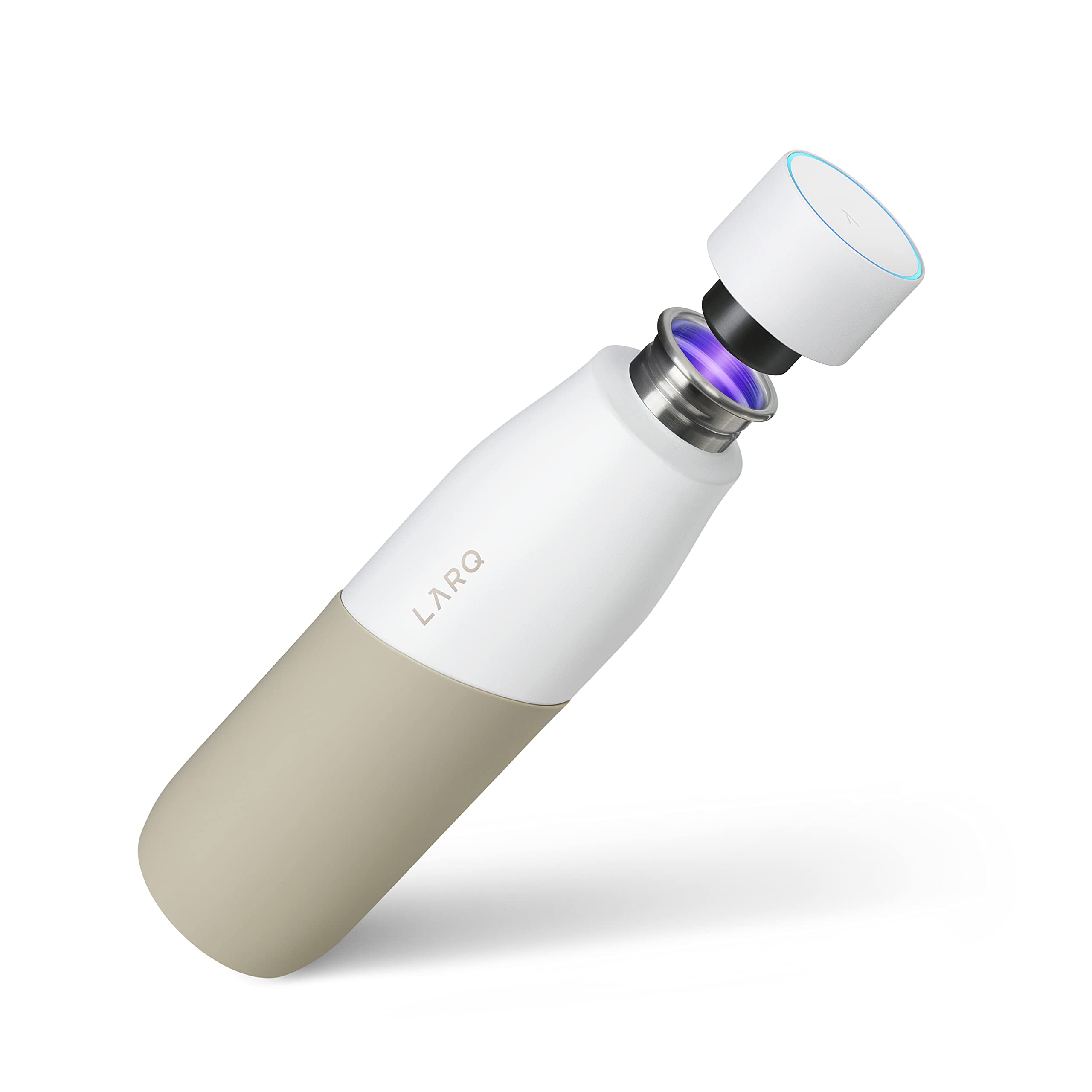 LARQ Bottle Movement PureVis 32 oz - Lightweight Self-Cleaning and Non-Insulated Stainless Steel Water Bottle with UV Water Purifier | Reusable & Travel Friendly, Black/Pine