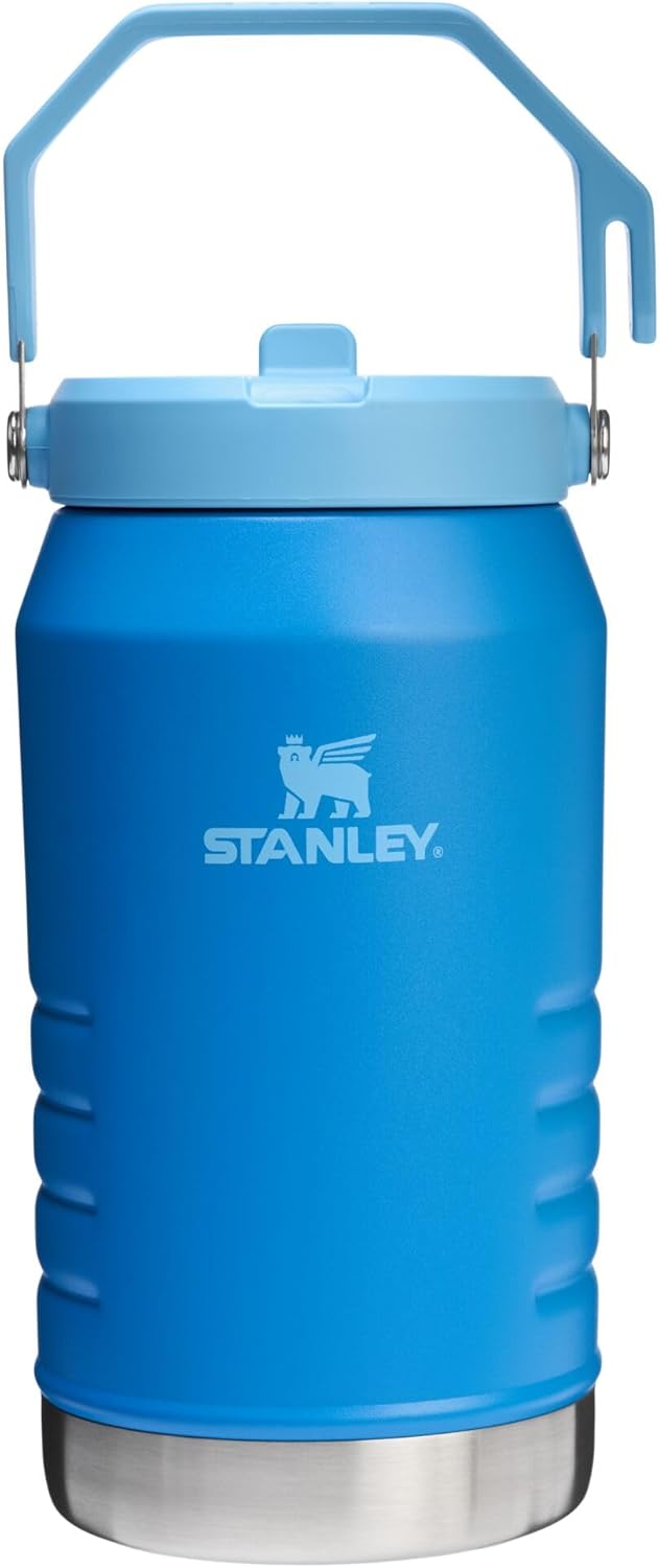STANLEY IceFlow 2.0 Flip Straw Jug with Handle 64 oz | Twist On Lid and Flip Up Straw | Leakproof for Travel and Sports | Insulated Stainless Steel |BPA-Free | Azure