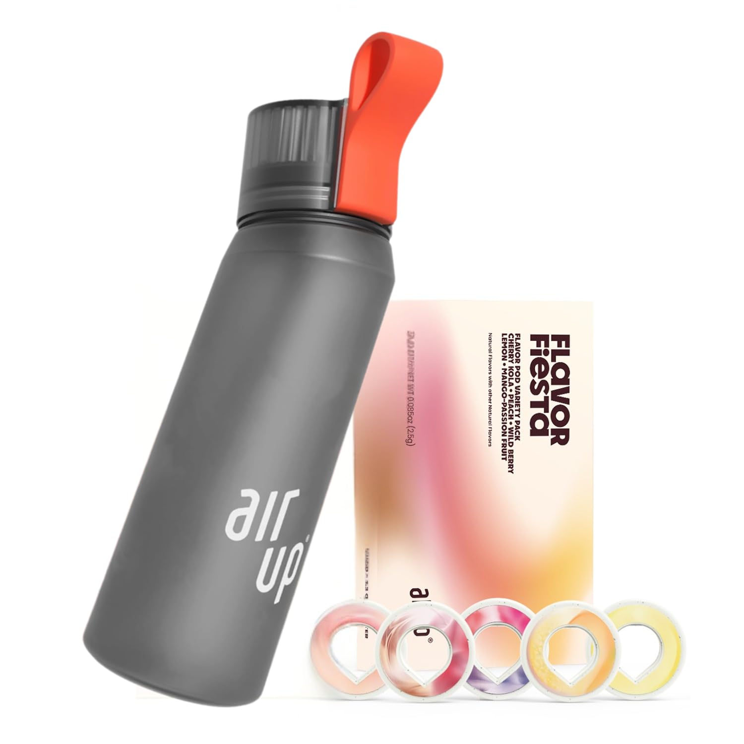 air up® water bottle (22 oz) for school, sports, gym | includes 5 scent pods & straw | flavored bottle in white – also for kids, boys, girls | no calories, sugar-free and suitable for carbonation
