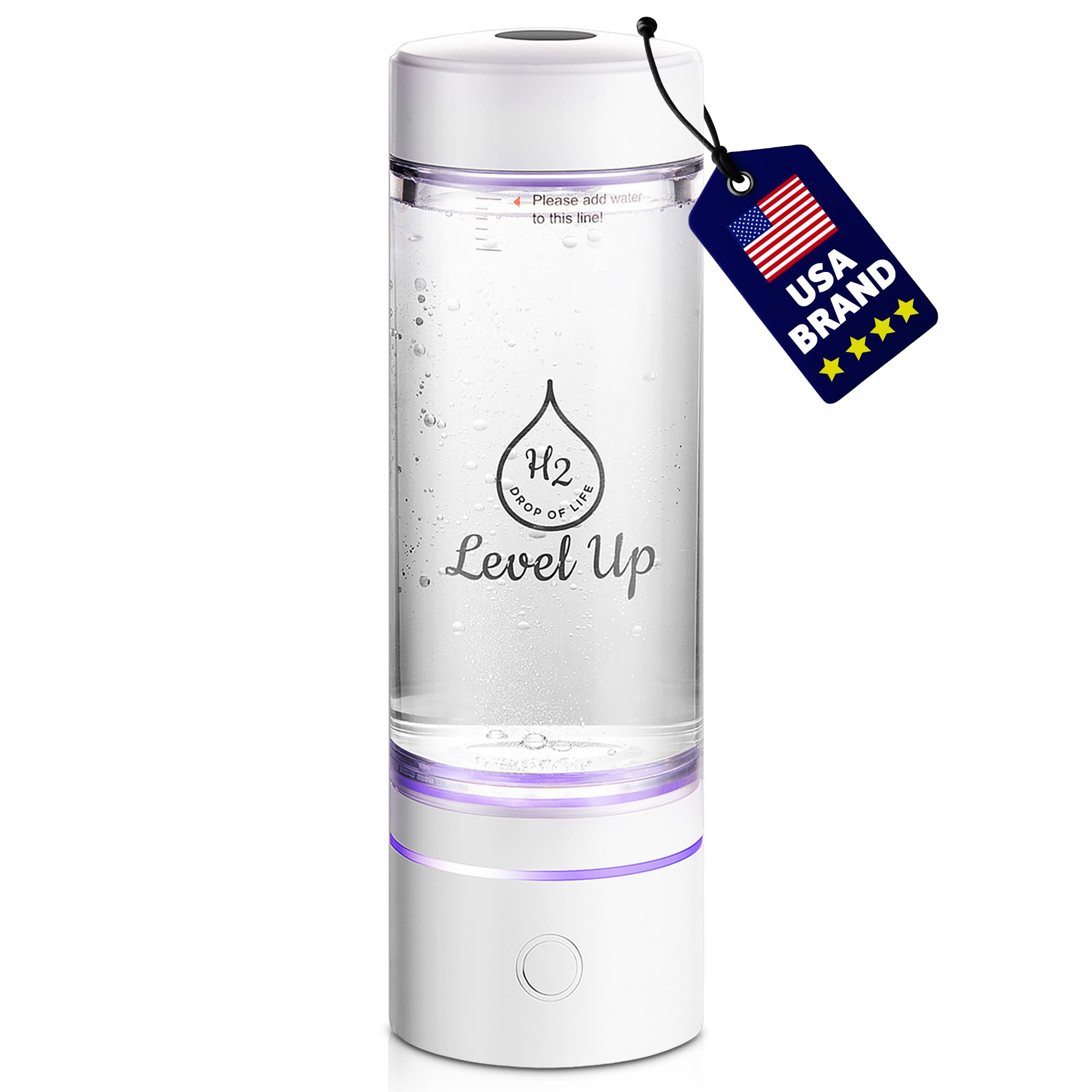 LevelUpWay - Hydrogen Water Bottle Up to 4000PPB SPE PEM Technology Water Ionizer (Borosilicate Glass, Silver)