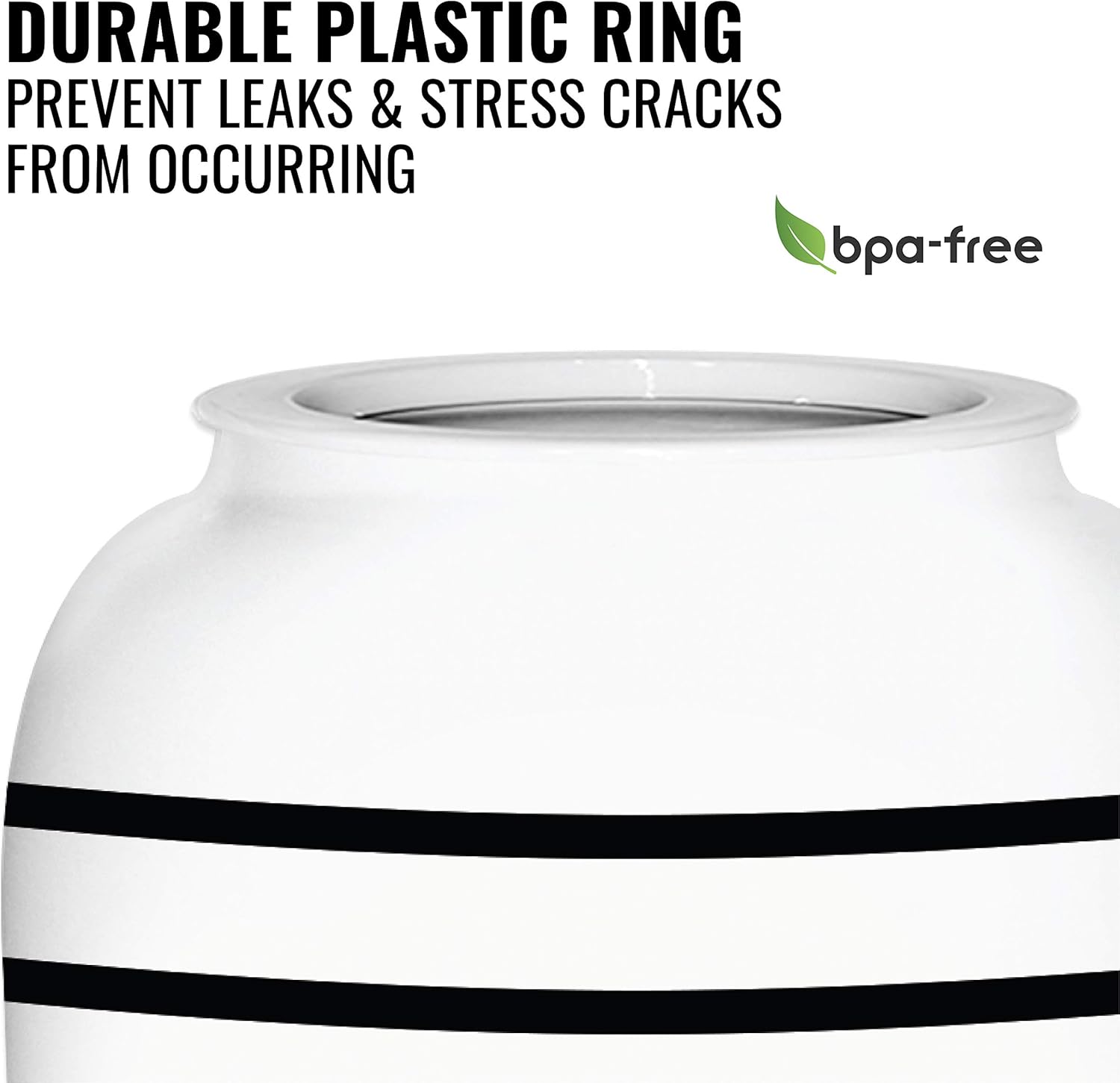 Geo Sports Bottles Geo Sports Porcelain Ceramic Crock Water Dispenser, Stainless Steel Faucet, Valve and Lid Included. Fits 3 to 5 Gallon Jugs. BPA Free (Black Stripe)