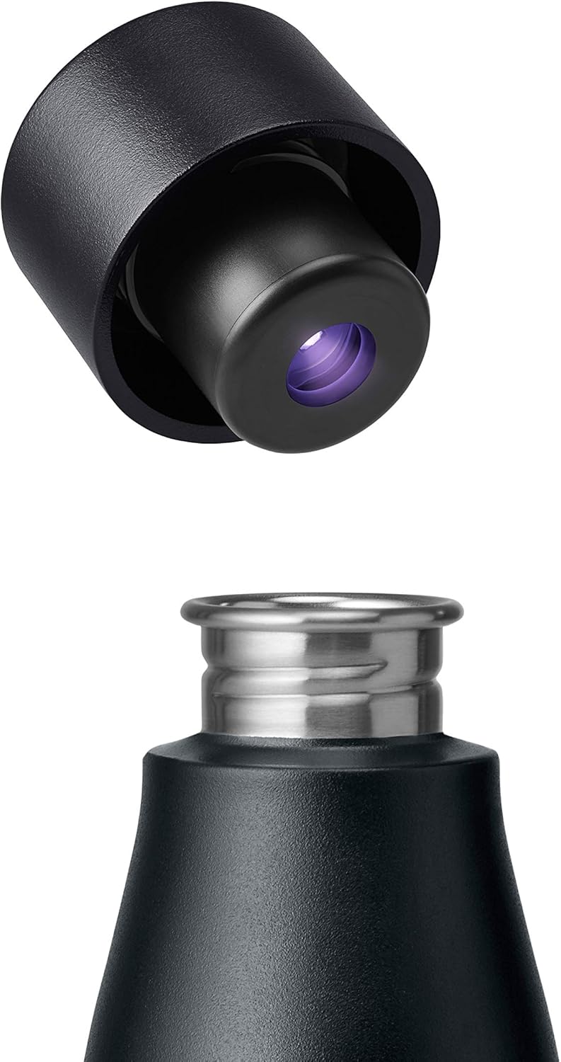 LARQ Bottle Movement PureVis 32 oz - Lightweight Self-Cleaning and Non-Insulated Stainless Steel Water Bottle with UV Water Purifier | Reusable & Travel Friendly, Black/Pine